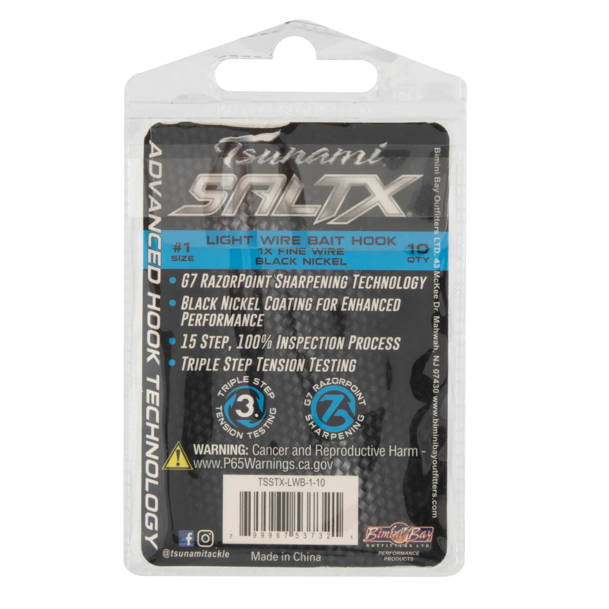 Tsunami SaltX 1X Fine Wire Bait Hooks