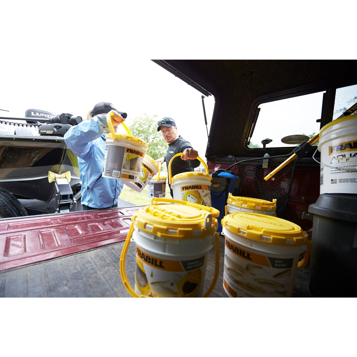 Frabill Aerated Bait Bucket in use