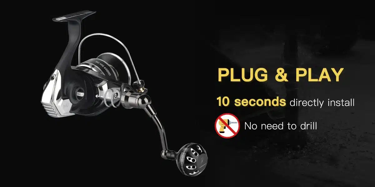 Gomexus Plug&Play Aluminum Power Handle For Daiwa BG MQ Spinning Reel