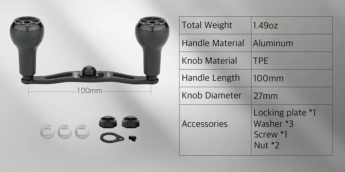 Gomexus Aluminum Handle for Baitcasting Reel with TPE Knob MBD-A27